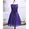 thumbnail image 7 of iEFiEL Girls Sequined Lace Chiffon Flower Girl Dress 2 Layers Wedding Birthday Party Dress Purple 12, 7 of 7