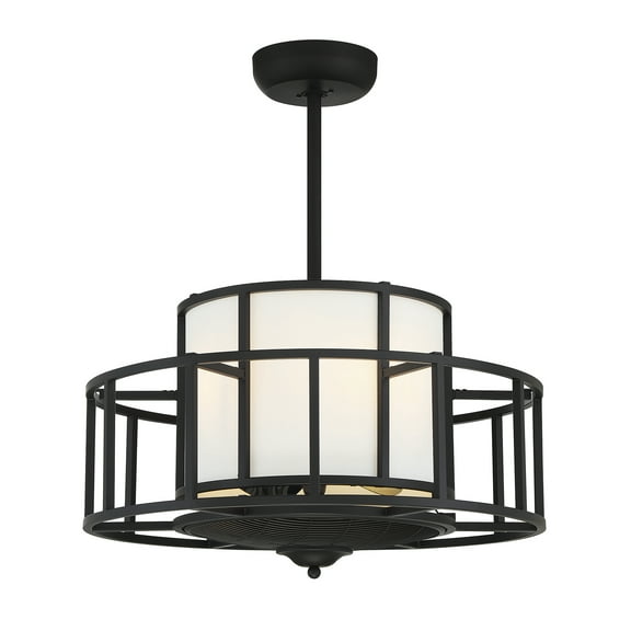 Matte Black Four Light Fandelier from the Oslo Collection