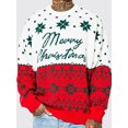 thumbnail image 2 of SUNSIOM Men's Christmas Sweater Snowflake Geometric Pattern Drop Shoulder Long Sleeve Round Neck Knitted Pullover, 2 of 5