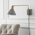 thumbnail image 6 of JONATHAN Y Max 20.5" Swing Arm 1-Light Modern Midcentury Iron USB Charging Port LED Sconce, Grey/Brass Gold, 6 of 9