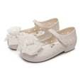 thumbnail image 4 of BXJX Girls Dress Shoes Size 11 Little Kids, Ankle Strap Non Slip Flat Heel Bow Kids Princess Shoes Beige, 4 of 9