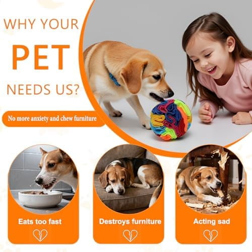 Snuffle Ball - Snuffle Ball for Small Dogs, Interactive Dog Toys to Keep Them Busy, Puppy Dog Puzzle Toy with Storage Bag Machine Washable Rainbow-colored,Small