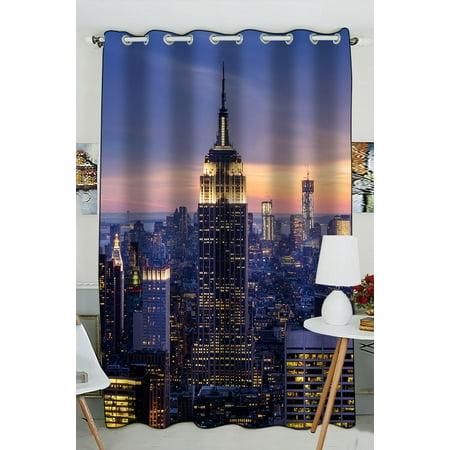 Zkgk New York City Skyline Window Curtain Drapery Panels Treatment