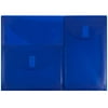 JAM Plastic Multi, Pocket Envelopes, Blue, 12/Pack, Hook & Loop, 9.8x13