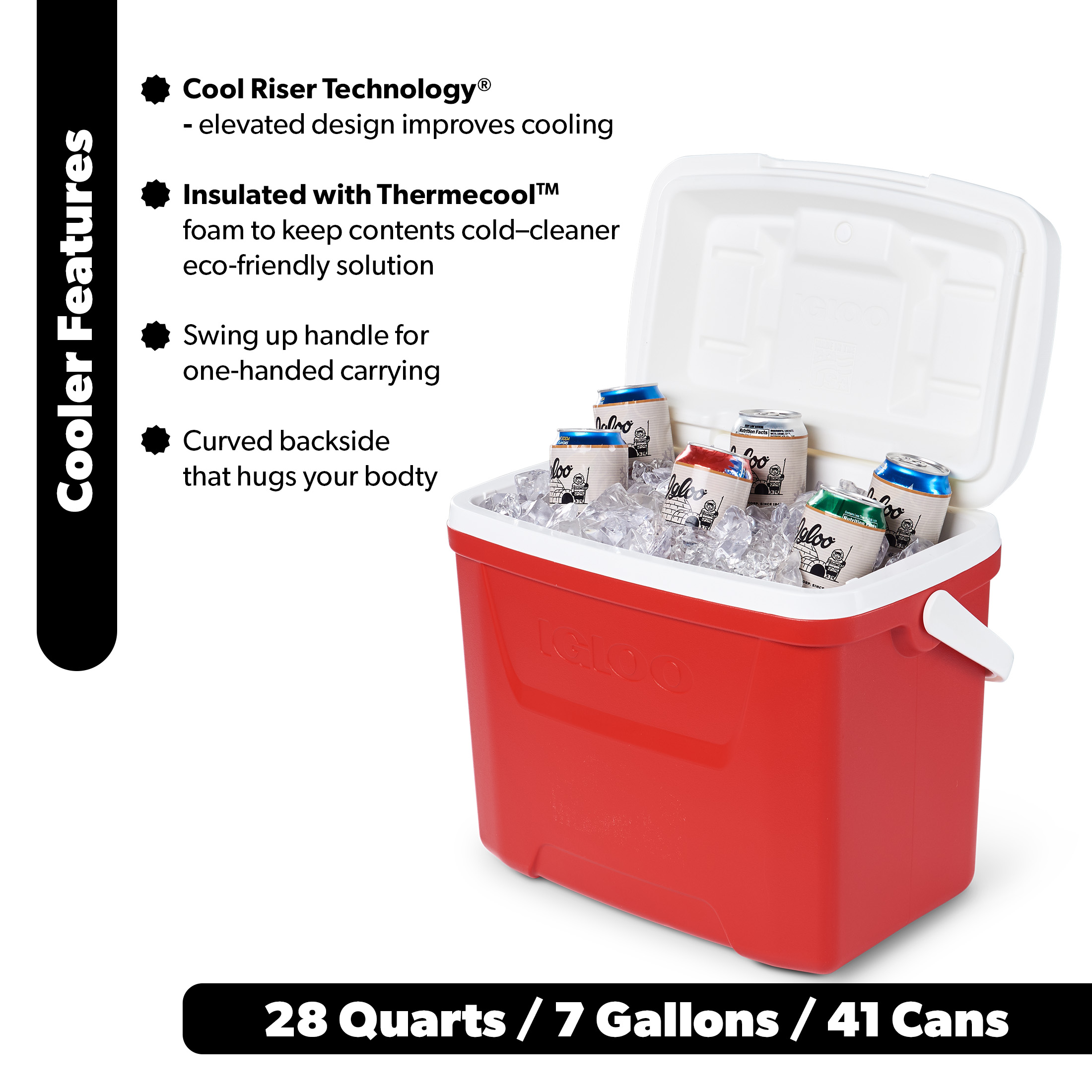 Igloo 28 Qt Laguna Hard-Sided Ice Chest Cooler, Red photo 2