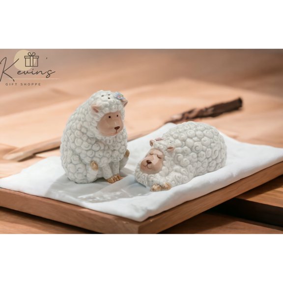 Hand Painted Ceramic Sheep Salt and Pepper Shakers