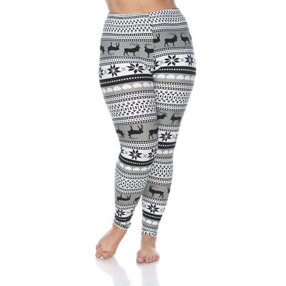 White Mark Women's Plus Size Holiday Printed Leggings