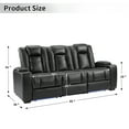 thumbnail image 4 of Bonzy Home Power Theater 3-Seat Recliner Sofa — PU Leather Power Recliner with Cup Holders, Hidden Arm Storage, USB Ports, LED Lights & Adjustable Headrests, Black, 4 of 7