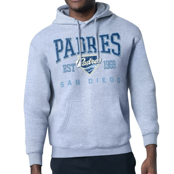 Men's-Starter  Gray San Diego Padres Distressed Fleece Pullover Hoodie