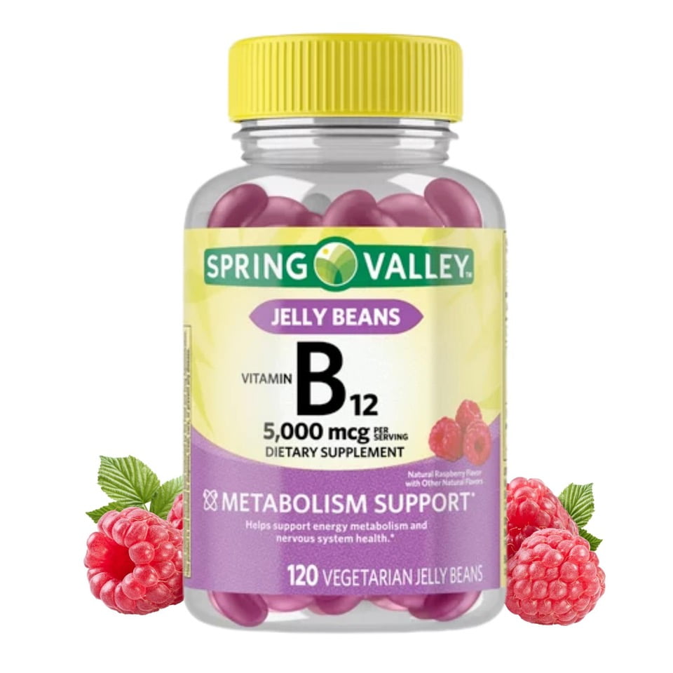 Spring Valley Vitamin B12, 5,000 Mcg Vegetarian Jelly Beans Supplement, 120 Count