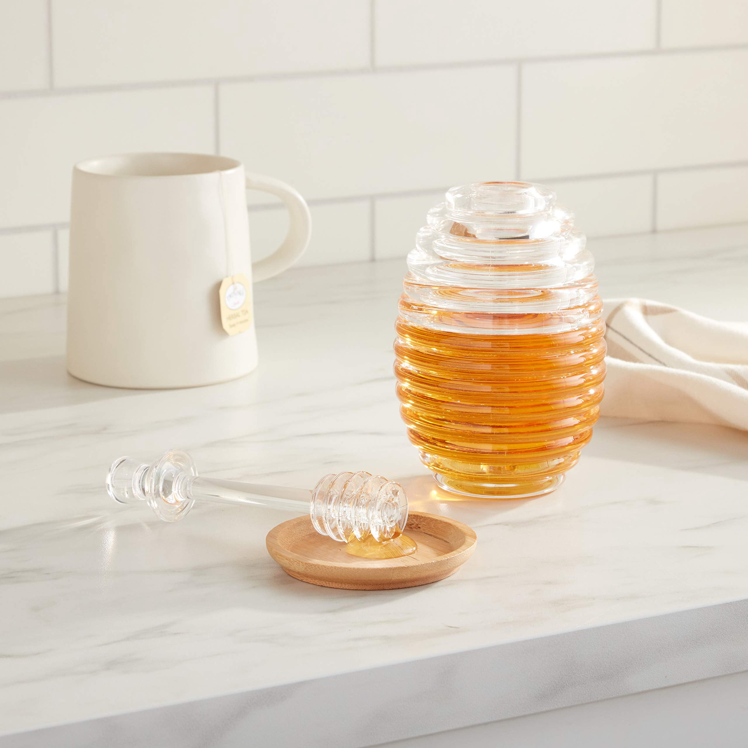 Jar And Dipper Honey  3.5 X 3.5 5.75 Inches Clear