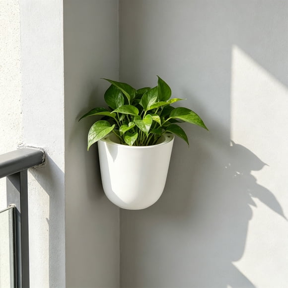 ZZkhGO Wall Mounted Planter, Self-Watering Hydroponic Plastic Corner Hanging Pot for Plants, Indoor Home Wall Decor with Built-In Reservoir for Pothos Herbs