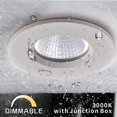 thumbnail image 2 of 3 Inch LED Recessed Ceiling Light with Junction Box Dimmable LED Downlight Shower Lights Gimbal Trim 4000K Neutral White 8W 600LM Brightness IP65 Waterproof, 2 of 5