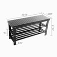 thumbnail image 3 of Hassch 35.4" Bamboo Shoe Rack Bench in Natural Finish, 3-Tier Slatted Entryway Storage Organizer, Space-Saving Design for Bathroom, Hallway, Living Room, 3 of 8