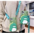 thumbnail image 5 of Wallet Case for iPhone 14 Pro Case Cute iPhone Case with Strap Lanyard Kawaii Phone Cases Funny Soft Silicone Shockproof Protective Cover iPhone 14 Pro Case for Women Girls (Dinosaur Green), 5 of 13