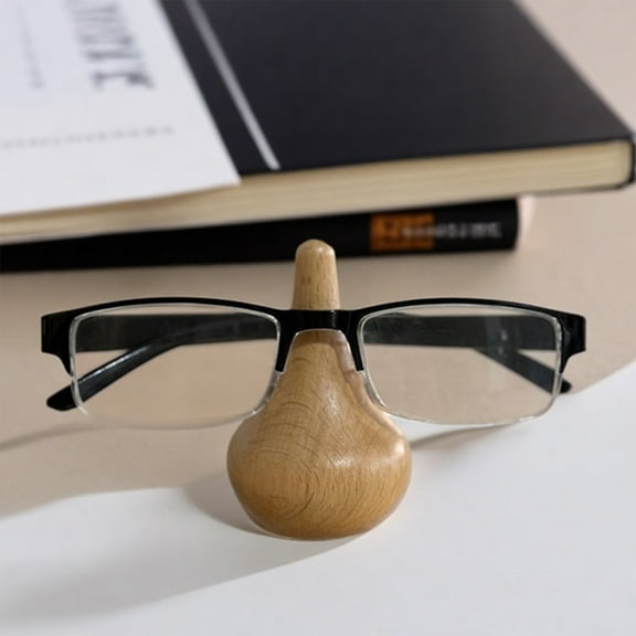 Wooden Glasses Holder Stand | Solid Wood Eyeglasses Display Rack | Multifunctional Storage Organizer | Natural Brown Finish | Compact Desktop Decoration | 6.5x4.8x4.8 cm