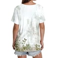 thumbnail image 4 of ALLLIST V Neck Womens Tops Short Sleeve Pleated Blouse Floral Summer White Pullover Clothing for Women, 4 of 4