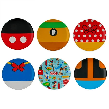Disney Parks Mickey and Friends Ware Set of 6 Melamine Plates New