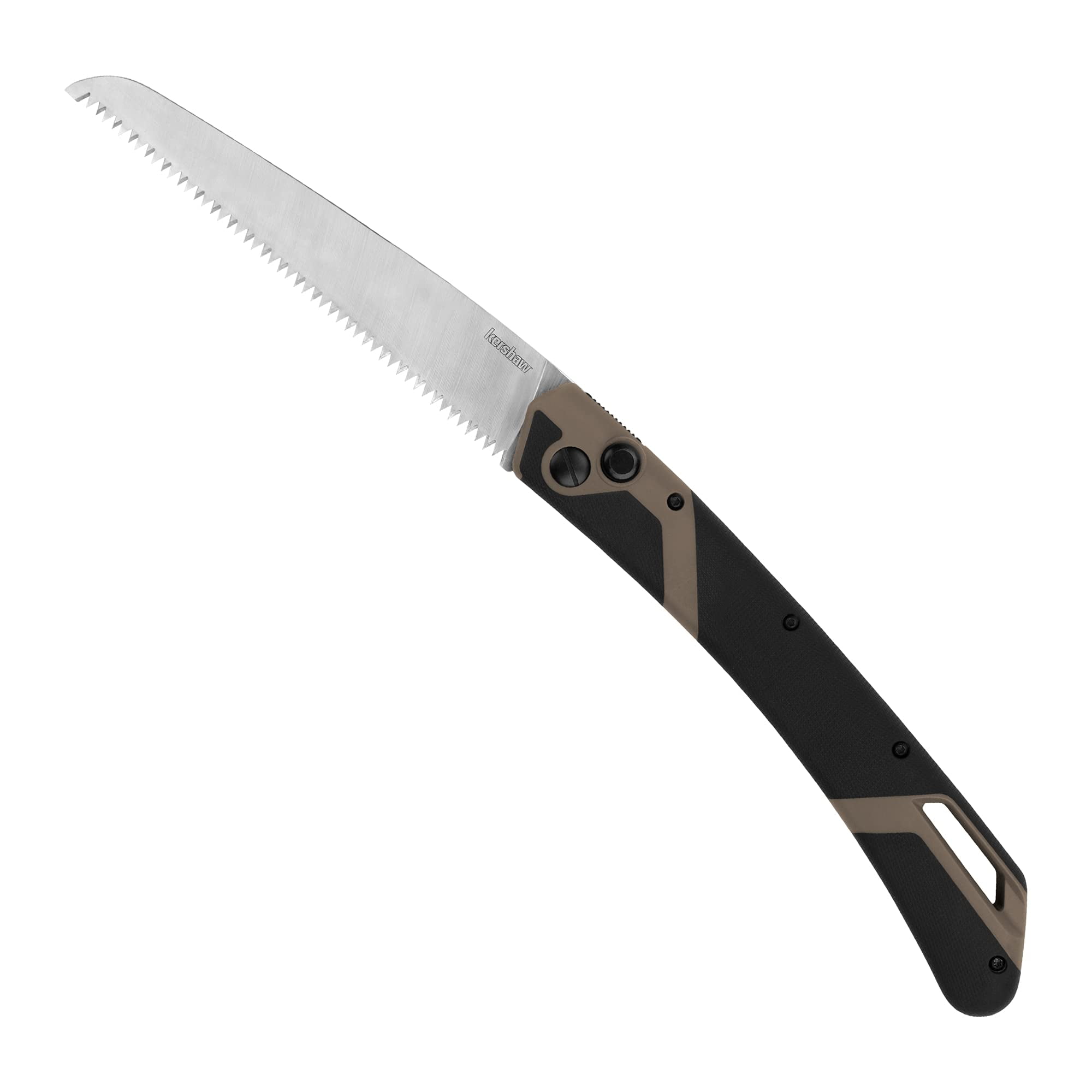 Kershaw Taskmaster 2 Saw Folding Knife 7" Saw 1065 High Carbon Nickel Blade Glass Filled Nylon/Rubber Handle Black/Tan