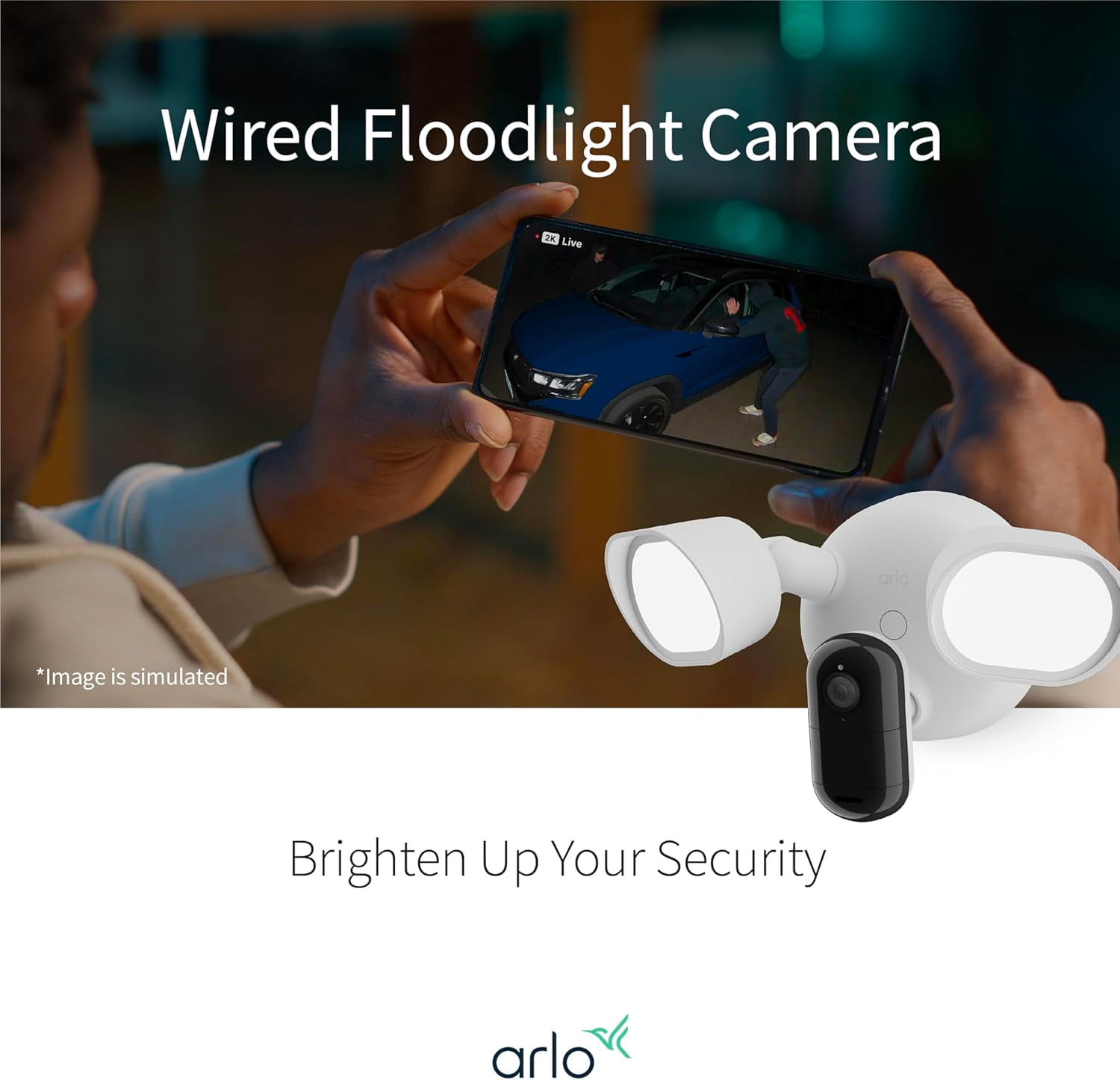 Arlo FLW2001-100NAR Wired Floodlight Security Camera, White