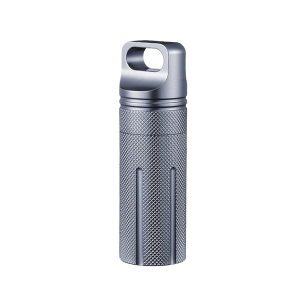 Soidarity Pastillero de aleación de aluminio, resistente al agua, a prueba de humedad, dispensador de tabletas, contenedor organizador de transporte Kits de desorden para acampar Gris Soidarity OD031775-01