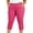 Pink plus size capri pants a1, variant on Cagogo Women Plus Size Capri Pants Elastic Waist Casual Cropped Pants with Pockets Summer Travel Trousers Loose Lounge Beachwear, Navy 3XL