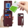 thumbnail image 3 of for Google Pixel 7 Case with Card Holder for Women,Pixel 7 Phone Case Wallet with Strap Credit Card with Kickstand Zipper Shockproof Case for Pixel 7 - Red Wine, 3 of 14