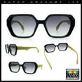 thumbnail image 2 of Womens Geometric Octagonal Classy Plastic Designer Fashion Sunglasses [Black Green - Green], 2 of 7