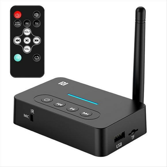 Receptor y Transmisor de Audio Bluetooth con Tecnología NFC, USB, Tarjeta TF, Reproducción de Música, Entrada Auxiliar, Amplificador de Audio, Adaptador Estéreo Inalámbrico.
