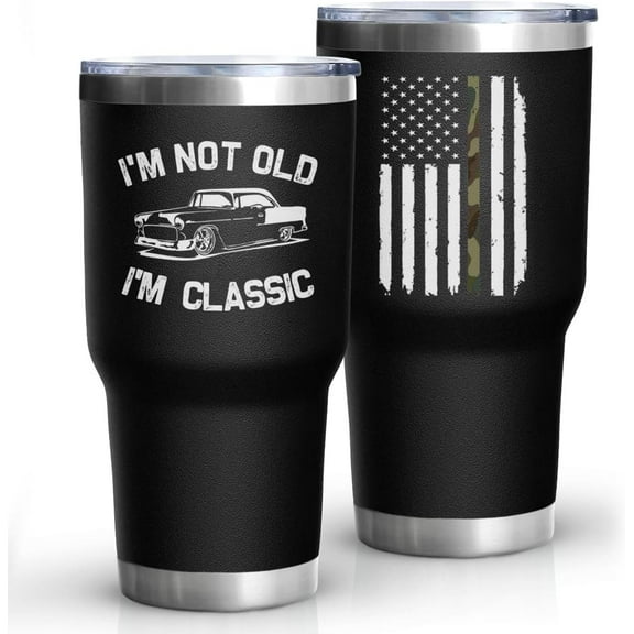 Dad Gifts for Men 30 Oz I''m Not Old I''m Classic Cup Tumbler Coffee Mug with Lid and Straw Mens Father''s Day, Christmas and Birthday Gifts Idea 50th 60th 70th 80th