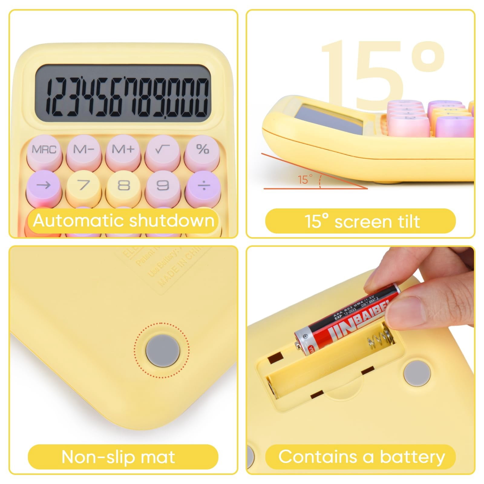 Clearance Office cabinet under $6,Creative Colorful Candy Colored Electronic Calculator 12 Digit Large LCD Display And Big Round Buttons Typewriter Mechanical Key Calculator For School Home 1PC