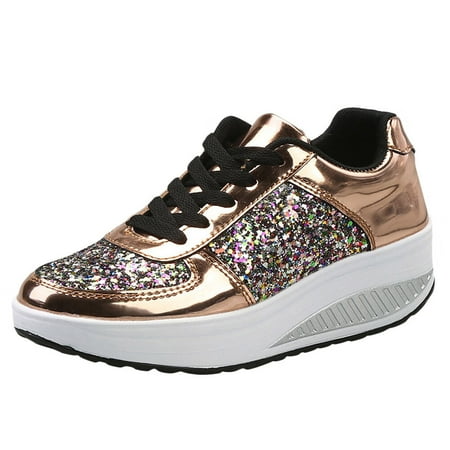 

bvgfsahne Ladies Girls Women s Shoes Sport Sequins Wedges Shoes Sneakers Shake Fashion Women s Sneakers