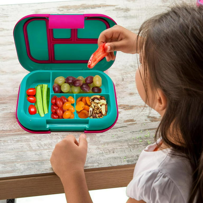 Four Grid Cute Bento Lunch Box，Lunch Box for Kids，Durable BPA Free PlHSZtic  Reusable Food Storage Containers, Suitable for Schools, Companies,Work and  Travel（Green） 