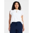 thumbnail image 2 of Time and Tru Women's Cotton Eyelet Top with Short Flutter Sleeves, Sizes XS-XXXL, 2 of 6