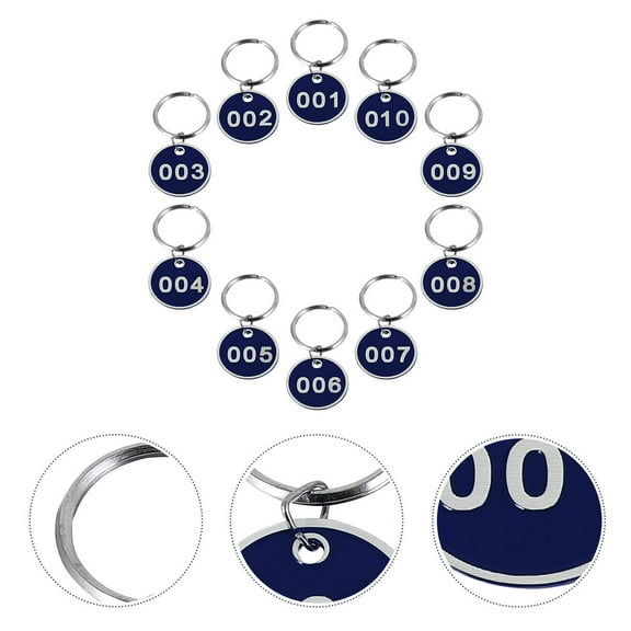 MLINS  Number Tag Key Ring Bulk Numbered Id Tags Storage Identifier Travel Blue