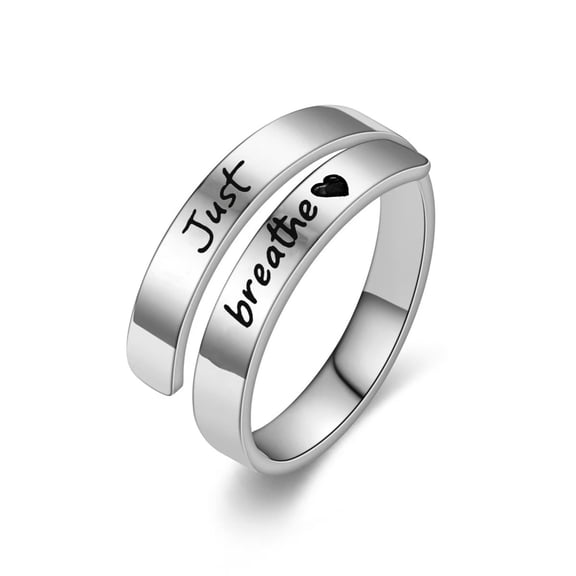 DESIGNICE Hope Rings – Just Breathe Ring (1 Pcs) – Adjustable Tarnish-Free 999 Pure Silver&304 Stainless Steel Ring – Heartfelt Gifts for Women – Grief,Loss,Emotion