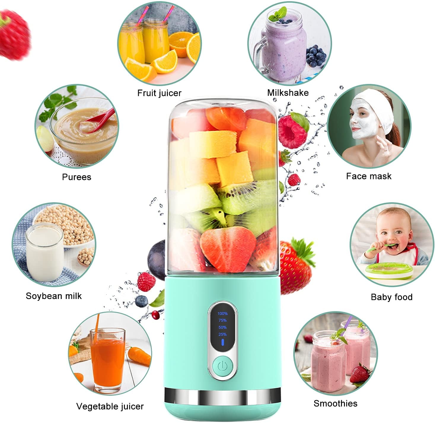  Portable Blender for Shakes and Smoothies, OBERLY Personal Travel  Blender for Protein with 4000mAh USB Rechargeable Battery, Crush Ice,  Frozen Fruit and Drinks, 18 oz Mini Travel Cup: Home & Kitchen