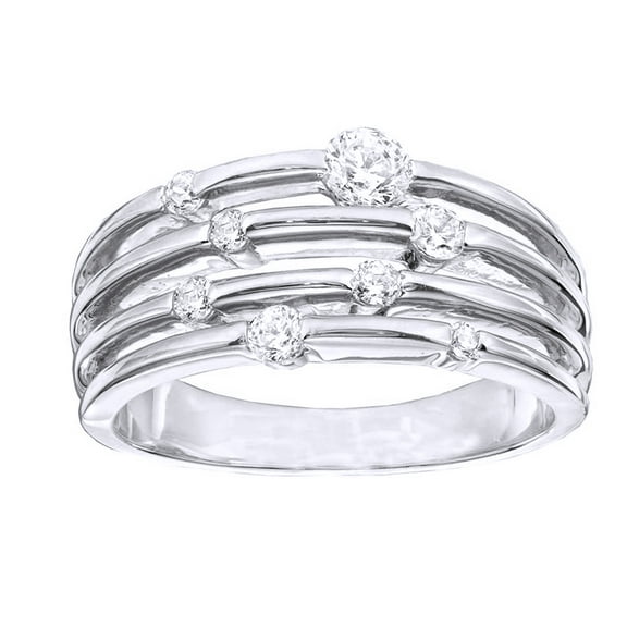AFFY White Natural Diamond Layered Orbit Ring In Solid Gold (0.5 Cttw)