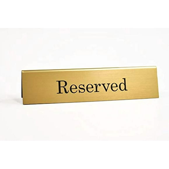Reserved Table Sign | Restaurant Reserved Signs for Tables| Office Counter and Table Signs | 9" x 2" Gold - Black Engraved Acrylic | Double Sided Tent Sign | Made in USA