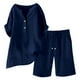 thumbnail image 4 of Conjuntos de 2 piezas para mujer: blusa de pierna ancha y pantalones elásticos, camisa informal de manga corta, ropa urbana de moda para el verano, 4 of 6