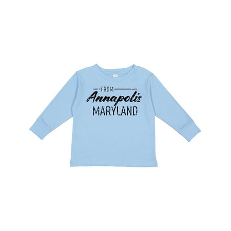 

Inktastic From Annapolis Maryland in Black Distressed Text Boys or Girls Long Sleeve Toddler T-Shirt