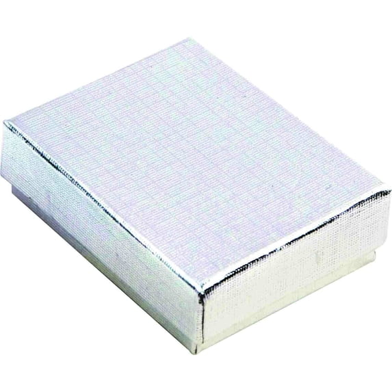 888 Display - Pack of 10 Boxes of 5 3/8" x 3 7/8" x 1"H Silver Linen Cotton Filled Jewelry Boxes