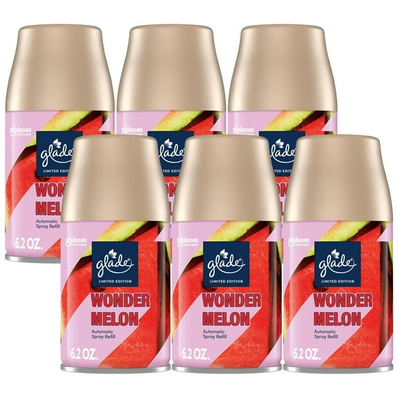 Glade Automatic Spray Refill, Wonder Melon, Scented Air Freshener for Home and Bathroom, 6.2 Oz, 6 Pack