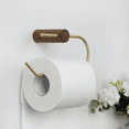 thumbnail image 2 of Porte-mouchoirs en Bois Porte-Papier Hygiénique en Laiton Accessoire de Rangement pour Toilettes Porte-Rouleau de Papier Support Noir Noyer et Or, 2 of 5