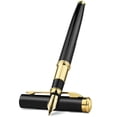 thumbnail image 1 of STONEGO Fashion Metal Fountain Pen, Metal Ink Pens with Ink Refill Converter Sleek Lacquer Housing Calligraphy Pens Black, 1 of 5