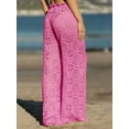 thumbnail image 2 of Womens Crochet Swimsuit Coverup Pants High Waisted Drawstring Sexy Sheer Mesh Knit Wide Leg Beach Pants, 2 of 5
