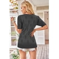 thumbnail image 4 of Arach&Cloz Women's V-Neck Short Sleeve Special Rib Knitted Pattern Casual Tops Sweater Spring Summer 2025, 4 of 5