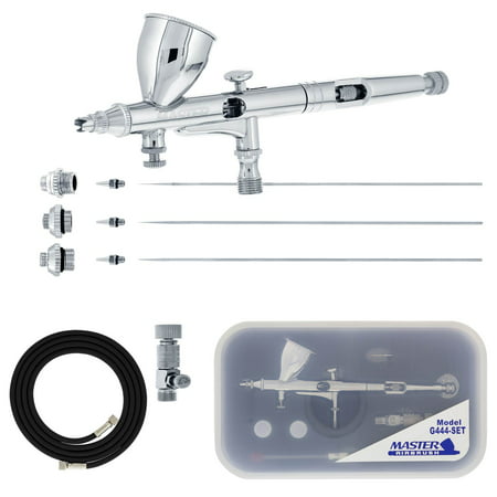 New MASTER PRO Dual-Action Gravity Feed AIRBRUSH KIT SET w/ 3 TIPS Fine (Best Airbrush For Fine Detail)
