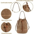 thumbnail image 4 of Straw Bucket Bag for Women, Summer Woven Beach Bag Drawstring Hobo Bucket Purses Handbag for Vacation, 4 of 6