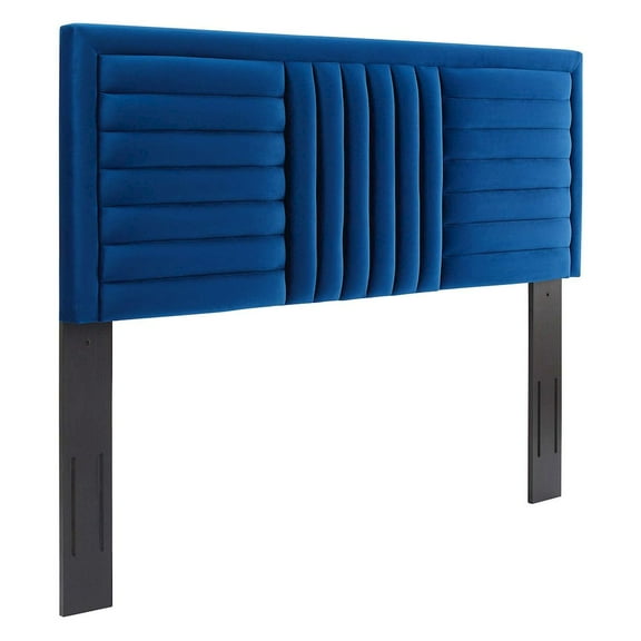 Modway Believe Channel Tufted Performance Velvet Twin Headboard in Navy